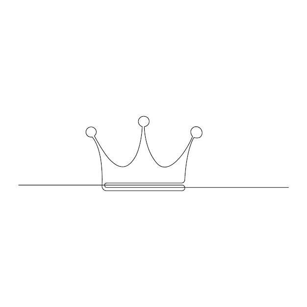 Vecteur dessin continu d'une ligne de la bannière de la couronne royale concept d'art de ligne contour vecteur minimal