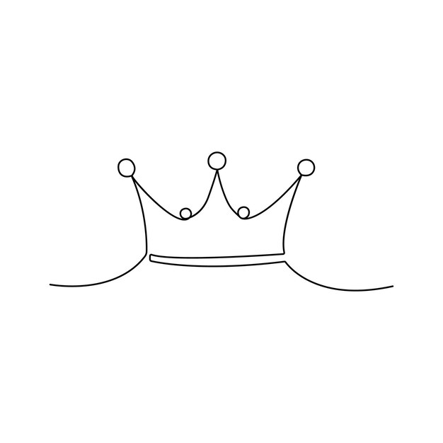 Vecteur dessin continu d'une ligne de la bannière de la couronne royale concept d'art de ligne contour vecteur minimal