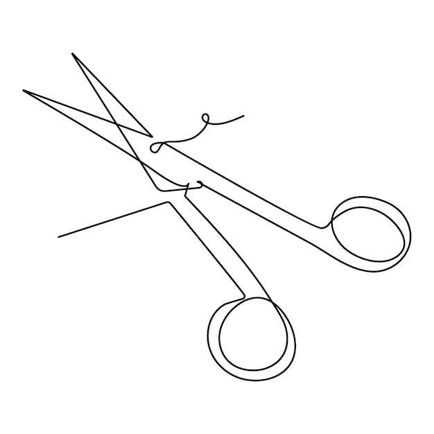 dessin continu en une ligne de ciseaux dessin artistique et illustration dessin de concept de symbole de ciseau