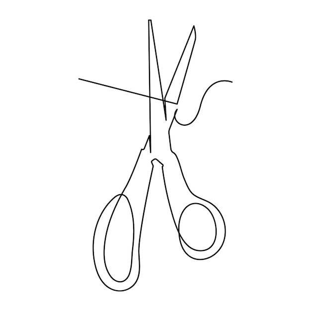 dessin continu en une ligne de ciseaux dessin artistique et illustration dessin de concept de symbole de ciseau