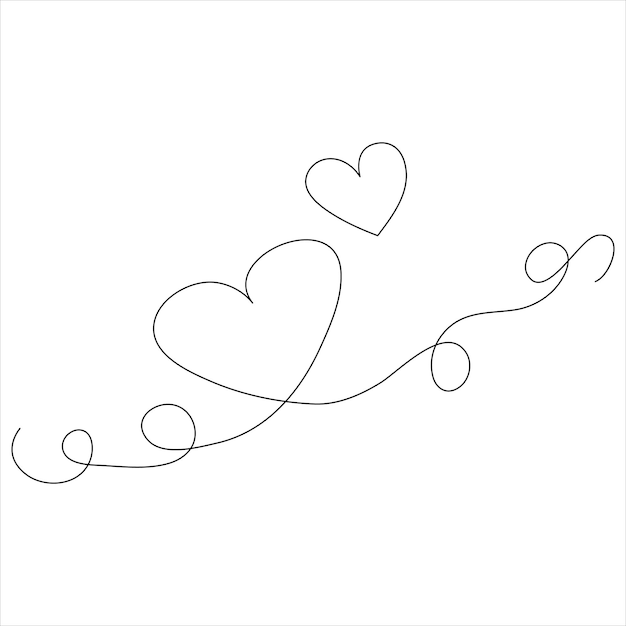 Vecteur dessin continu d'une ligne de coeur et de signe d'amour dessin d'art en ligne illustration vectorielle