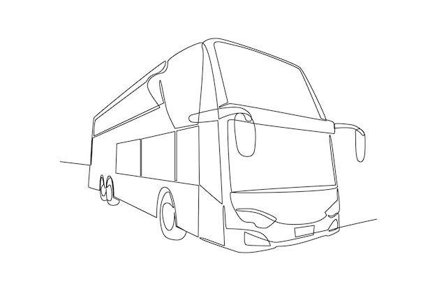 Dessin continu d'une ligne Concept de transport terrestre par bus moderne Illustration vectorielle Doodle