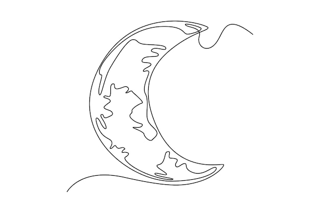 Dessin Continu D'une Ligne Croissant De Lune Concept D'espace Extra-atmosphérique Illustration Graphique Vectorielle De Dessin De Ligne Unique