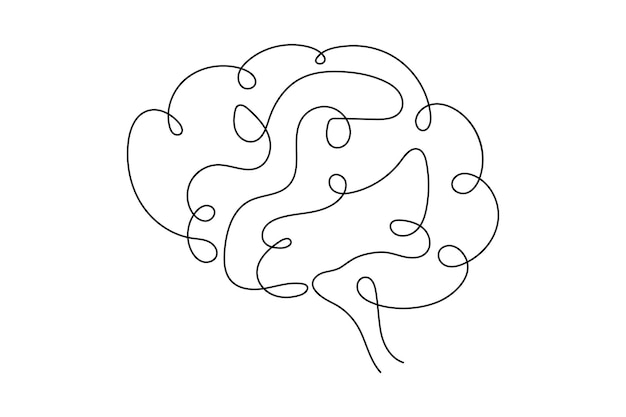 Dessin continu en ligne du cerveau humain