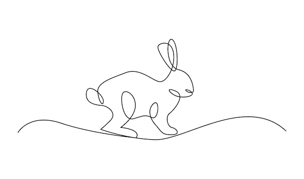 Dessin continu en une ligne du lapin lapin de Pâques