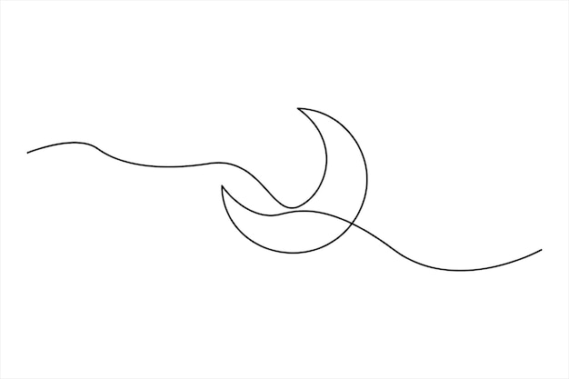 Dessin continu d'une ligne de l'icône de la lune Ramadan isolé sur fond blanc illustration vectorielle