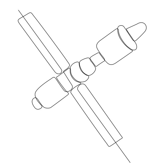 Dessin Continu D'une Ligne D'une Icône Satellite. Graphique Vectoriel De Conception De Dessin à Une Seule Ligne