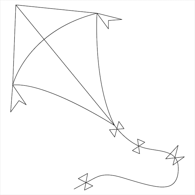 Vecteur dessin continu d'une ligne d'illustration vectorielle de dessin d'art de ligne de cerf-volant