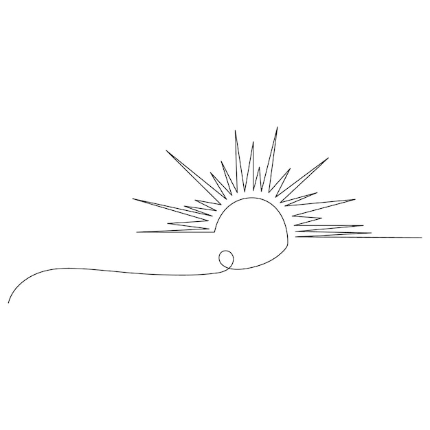 Vecteur dessin continu en une ligne de l'illustration vectorielle du contour au coucher du soleil