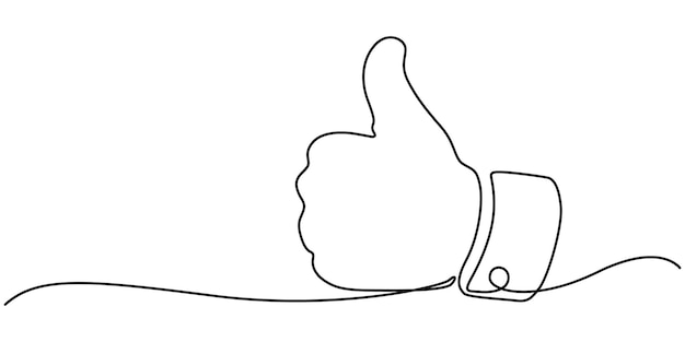 Dessin continu d'une ligne de la même main montrant le pouce vers le haut Illustration vectorielle Vecteur minimaliste
