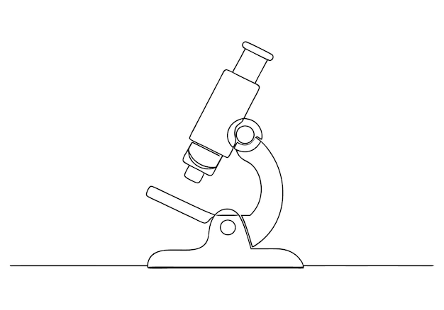 Dessin continu en une ligne d'un microscope Art scientifique minimaliste