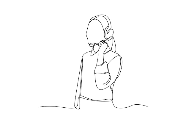 Dessin continu d'une ligne Le service client interagit constamment avec différents consommateurs par téléphone Concept marketing Illustration graphique vectorielle de conception de dessin à une seule ligne