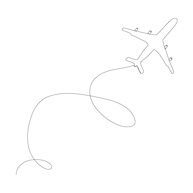 Dessin Continu D'une Ligne De La Trajectoire De L'avion Une Seule Ligne D'itinéraire D'avion