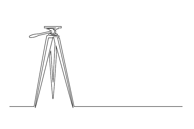 Dessin Continu D'une Ligne D'un Trépied De Caméra De Cinéma Rétro