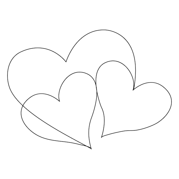 Vecteur dessin continu en ligne unique d'amour romantique et d'illustration vectorielle en forme de cœur