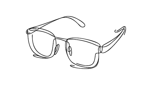 Vecteur dessin continu en une seule ligne de lunettes d'objets vectoriels isolés