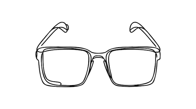 Vecteur dessin continu en une seule ligne de lunettes d'objets vectoriels isolés