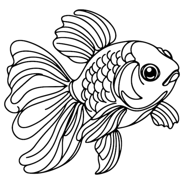 dessin continu à une seule main dessin de ligne d'art de poisson contour doodle icône page de livre de coloriage de style dessin animé
