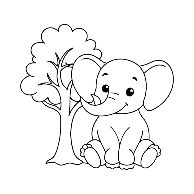 un dessin d'un contour d'éléphant