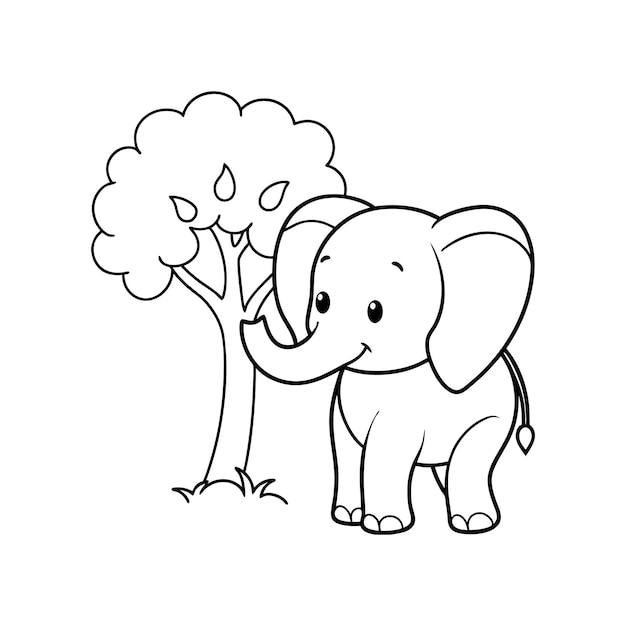 un dessin d'un contour d'éléphant