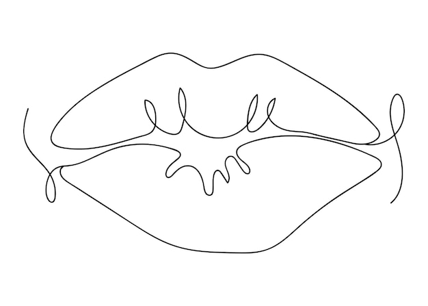 Vecteur dessin de contour des lèvres