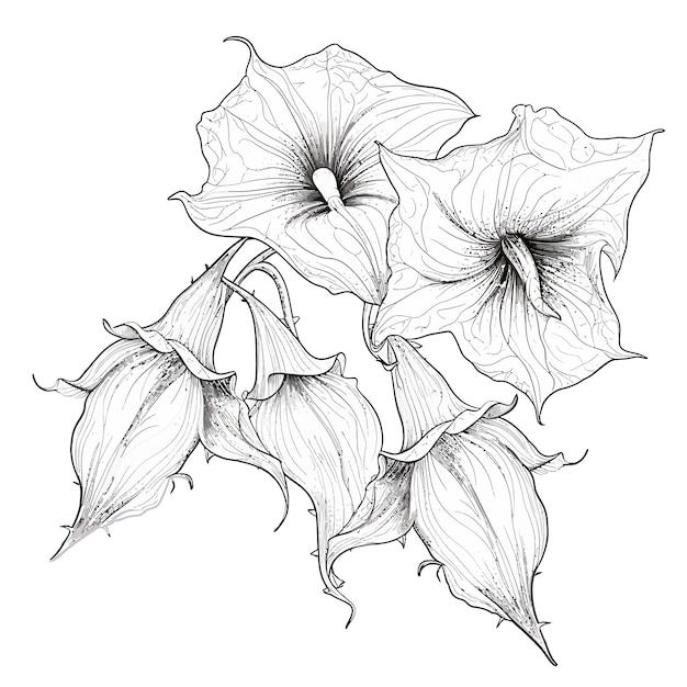 dessin de contour de plante datura