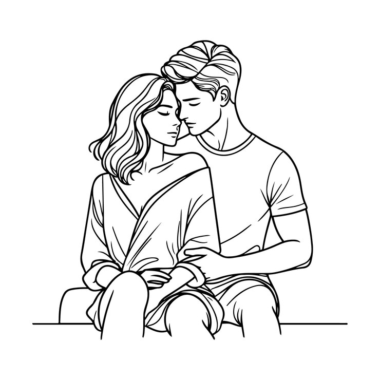 Vecteur un dessin d'un couple s'embrassant et d'un homme avec un foulard sur la tête