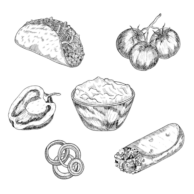 Dessin De La Cuisine Mexicaine Illustration Vectorielle De La Cuisine
