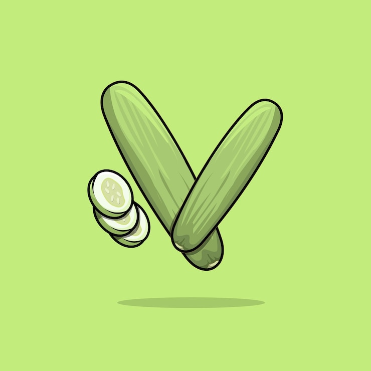 Vecteur dessin de dessin animé de vecteur de nourriture végétale de concombre volant