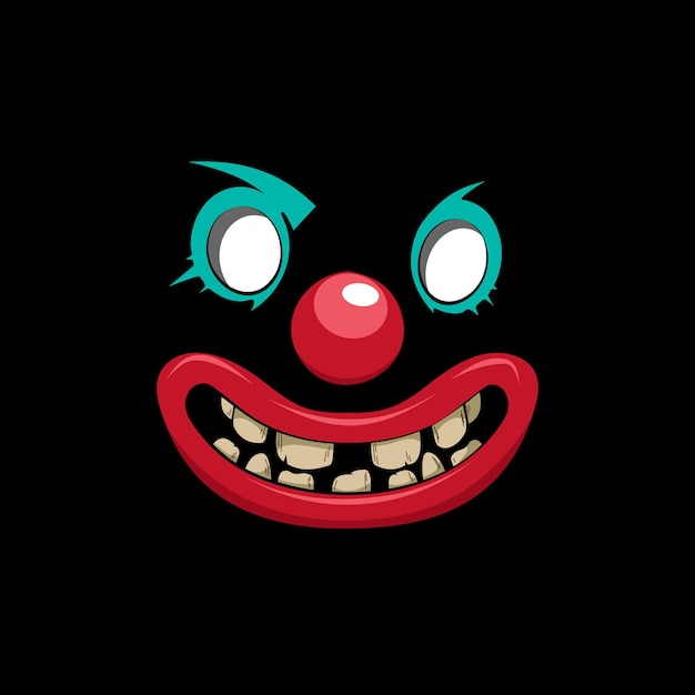 Vecteur dessin de dessin animé de visage de clown effrayant