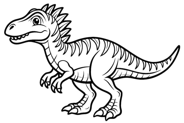 Vecteur un dessin d'un dinosaure avec un contour noir et le mot lézard dessus