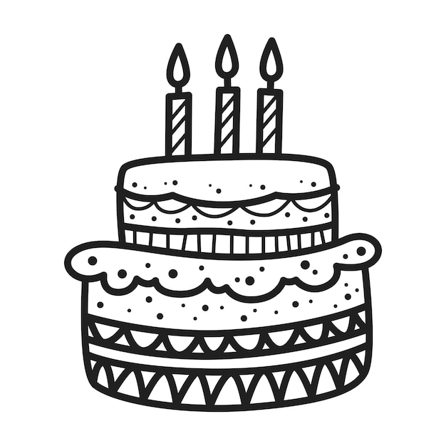 Dessin De Doodle De Gâteau D'anniversaire Noir