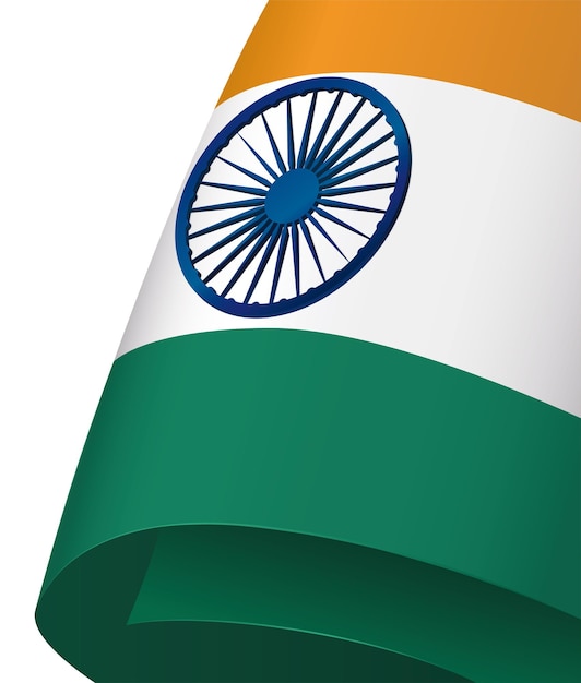 Dessin de drapeau indien enroulé de près avec un relief de la roue Ashoka Chakra