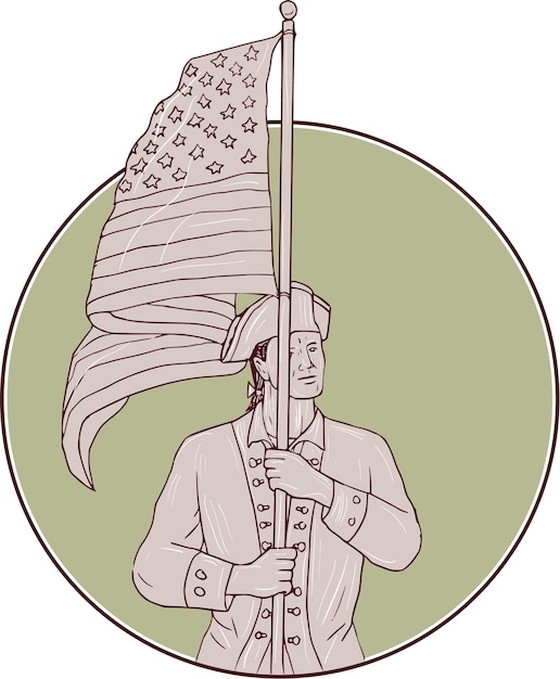 Vecteur le dessin du cercle du drapeau des états-unis