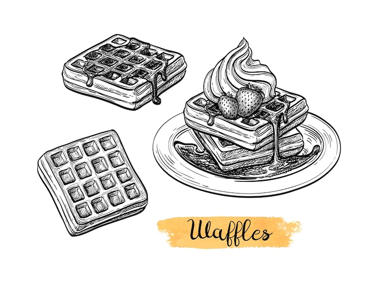 Vecteur dessin à l'encre de la gaufre