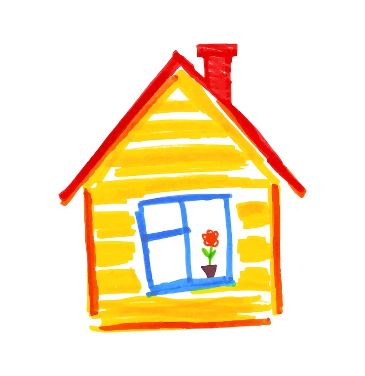 Vecteur dessin enfantin de la maison