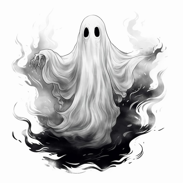 Vecteur un dessin d'un fantôme avec un visage effrayant dessus