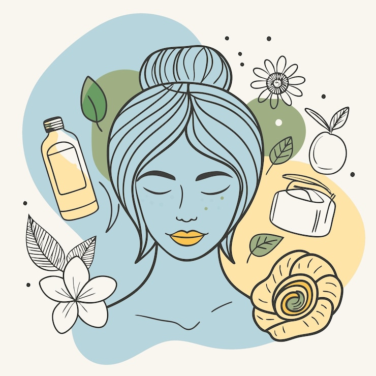 Vecteur un dessin d'une femme avec les mots " beauté " sur lui