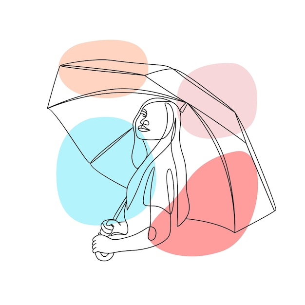 Un Dessin D'une Femme Avec Un Parapluie