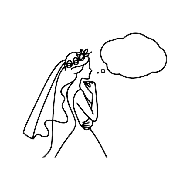 un dessin d'une femme avec un voile sur la tête