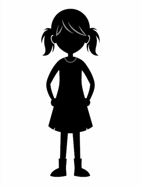 un dessin d'une fille avec une silhouette noire dessus