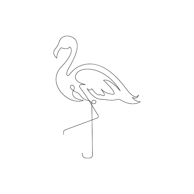 Vecteur un dessin d'un flamant blanc avec un flamant rose dessus