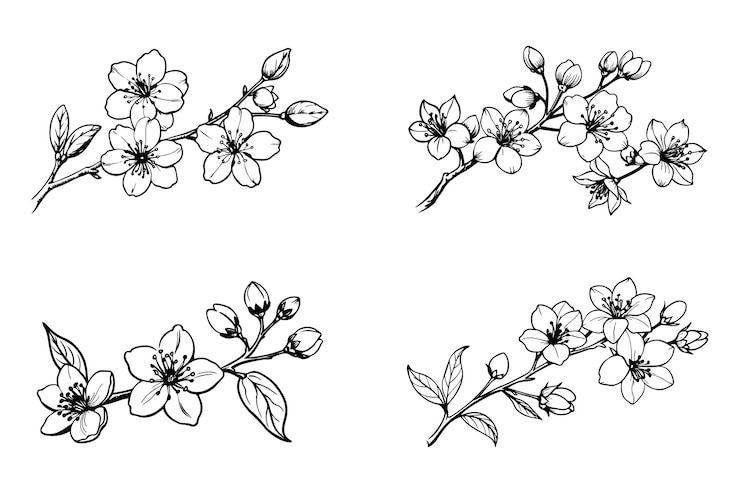 Vecteur le dessin de la fleur de cerisier