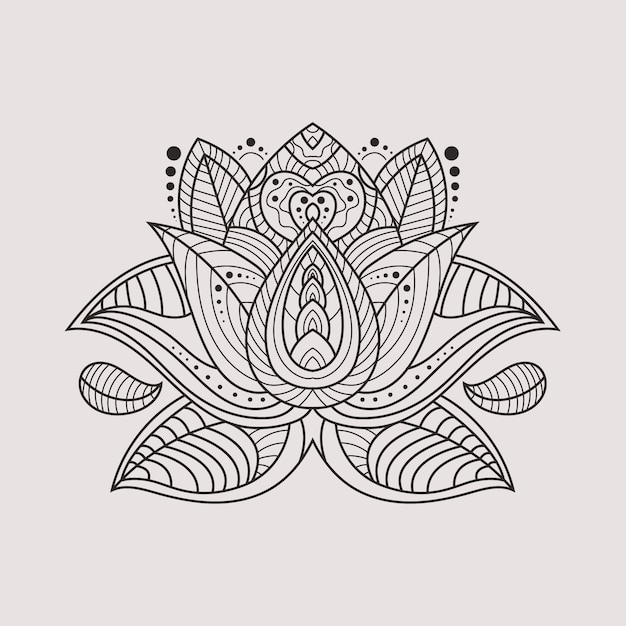 Dessin de fleur de lotus mandala dessiné à la main