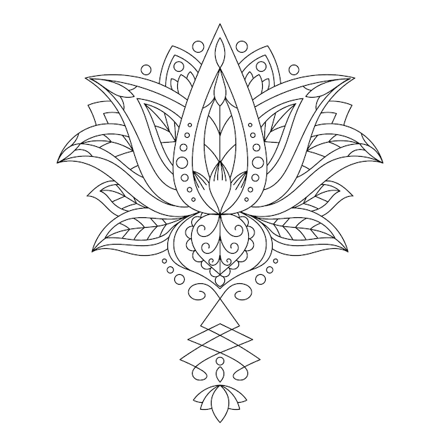 Dessin De Fleur De Lotus Mandala Dessiné à La Main