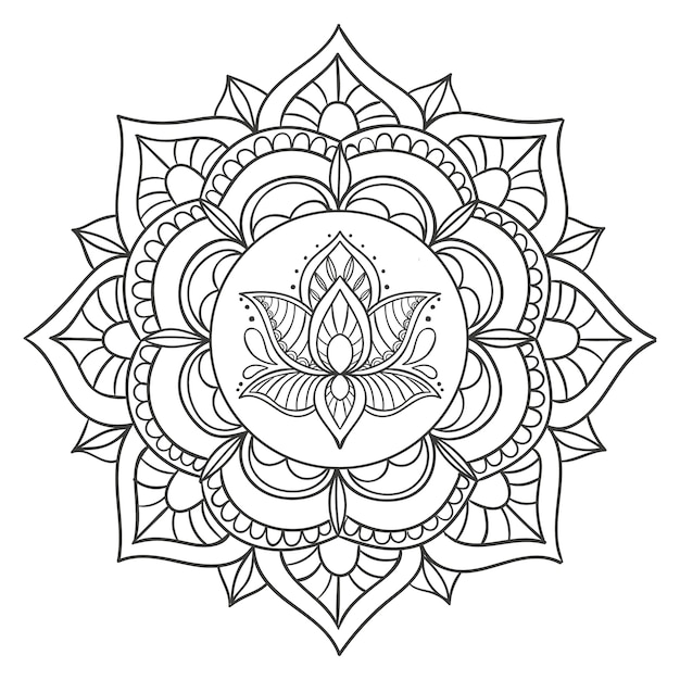 Vecteur dessin de fleur de lotus mandala dessiné à la main