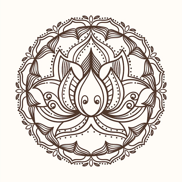 Dessin De Fleur De Lotus Mandala Dessiné à La Main