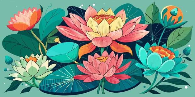 Vecteur un dessin d'une fleur de lotus avec les mots 