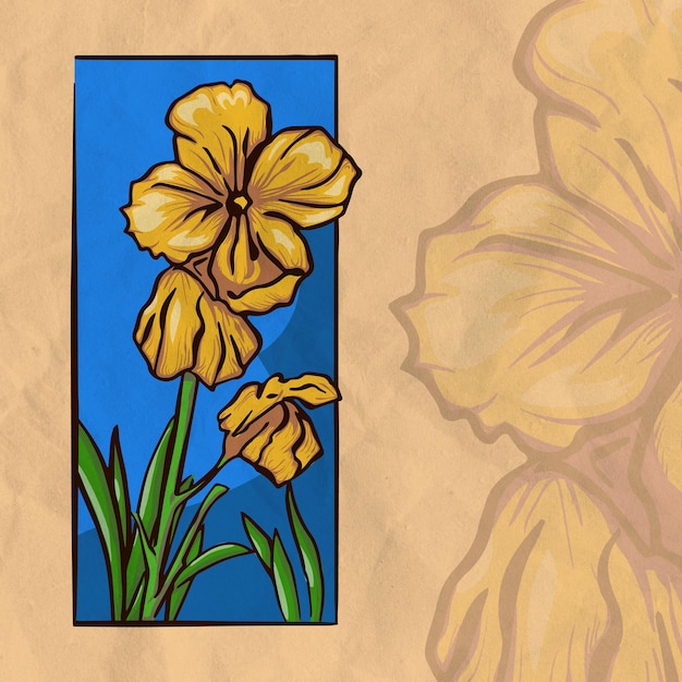 Vecteur un dessin d'une fleur avec le mot jonquilles dessus