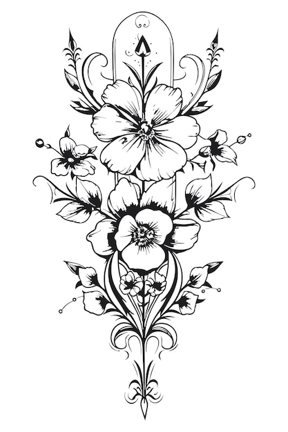 Dessin De Fleurs Blanches Et Noires